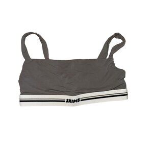Skims Fits Everybody Smoke Grey Logo Scoop Bralette Women's X-Small XS